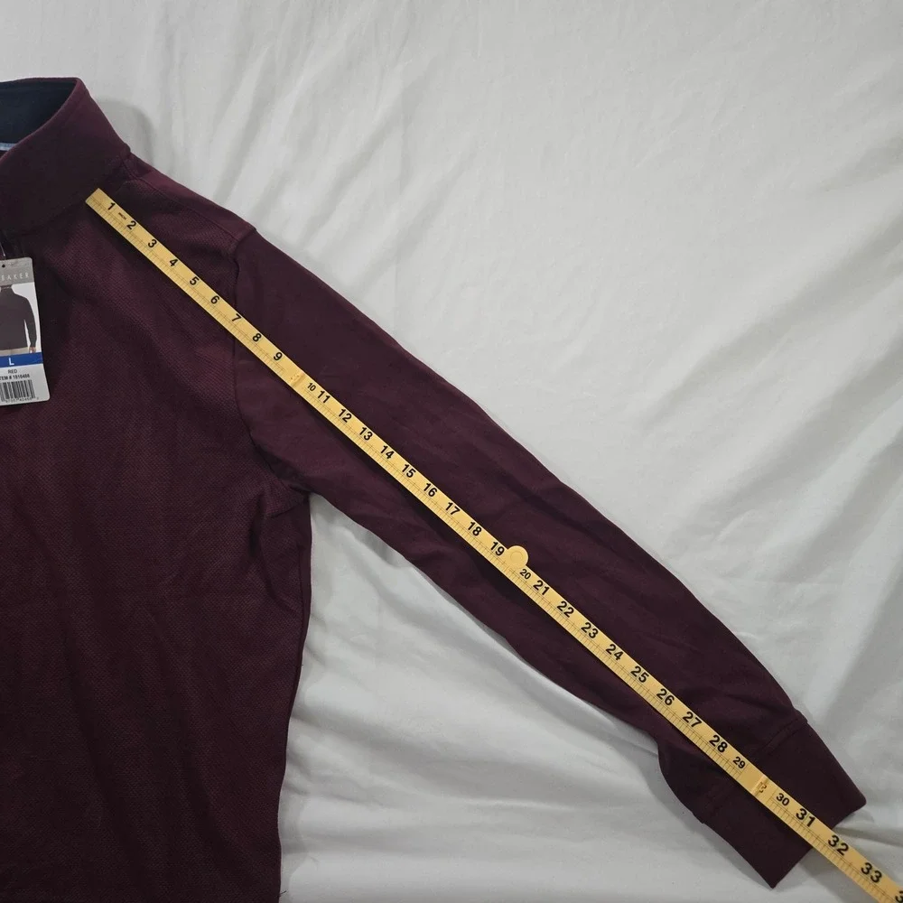 Ted Baker Mens Half Zip Sweater Large L Maroon Burgundy Pullover New With Tags